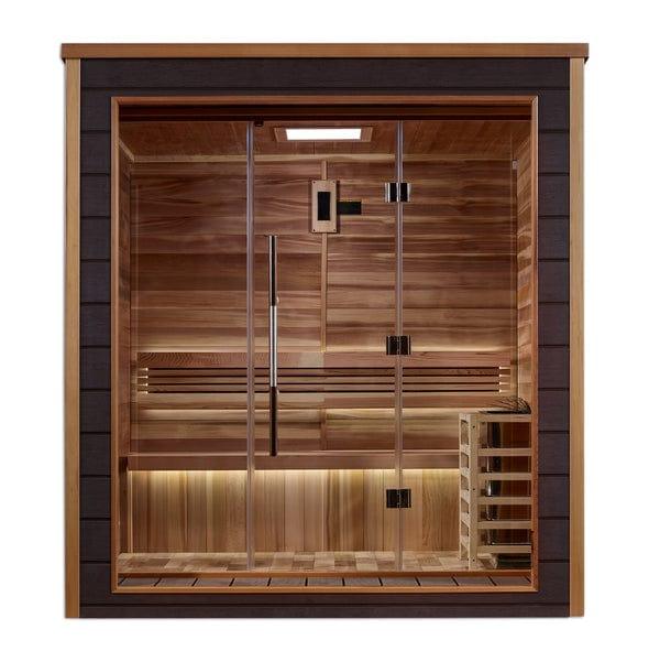 Golden Designs Drammen 3 Person Outdoor-Indoor Traditional Sauna - Canadian Red Cedar Interior - GDI-8203-01 - ShopHubDepot