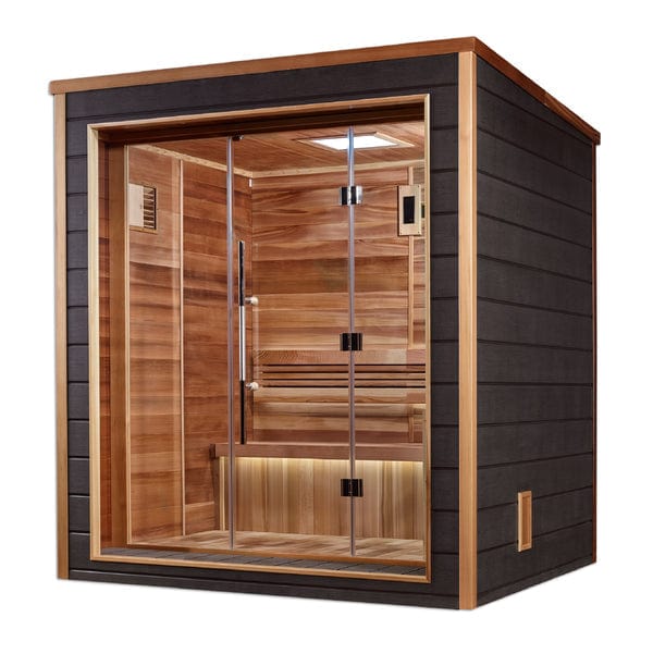 Golden Designs Drammen 3 Person Outdoor-Indoor Traditional Sauna - Canadian Red Cedar Interior - GDI-8203-01