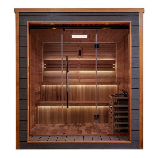 Golden Designs Bergen 6 Person Outdoor-Indoor Traditional Sauna - Canadian Red Cedar Interior - GDI-8206-01 - ShopHubDepot