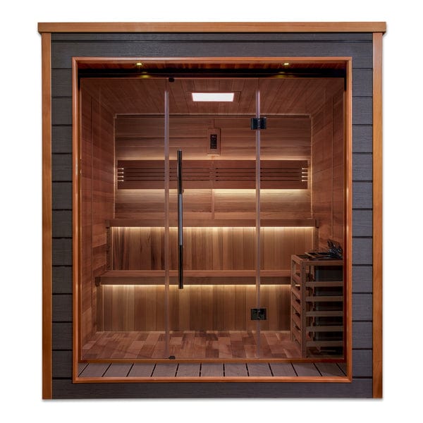 Golden Designs Bergen 6 Person Outdoor-Indoor Traditional Sauna - Canadian Red Cedar Interior - GDI-8206-01