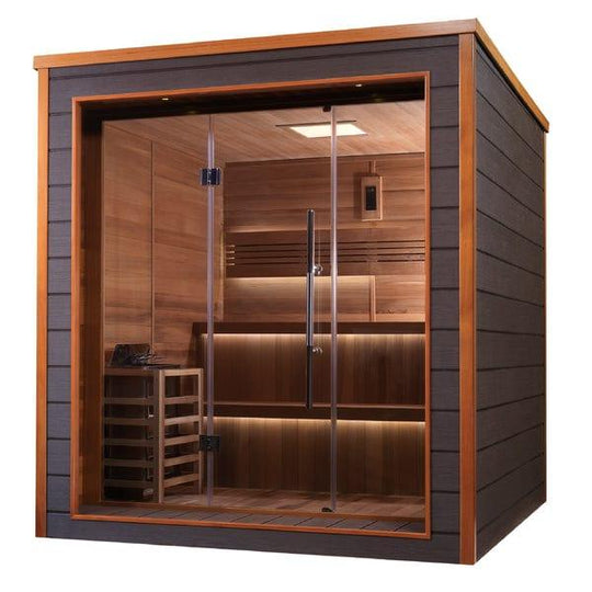 Golden Designs Bergen 6 Person Outdoor-Indoor Traditional Sauna - Canadian Red Cedar Interior - GDI-8206-01 - ShopHubDepot