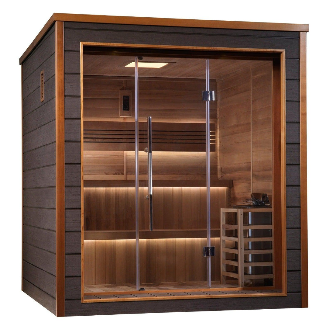 Golden Designs Bergen 6 Person Outdoor-Indoor Traditional Sauna - Canadian Red Cedar Interior - GDI-8206-01 - ShopHubDepot