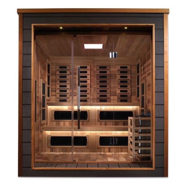 Golden Designs Karlstad 6 Person Outdoor-Indoor PureTech™ Hybrid Full Spectrum Sauna - Canadian Red Cedar Interior - GDI-8226-01 - ShopHubDepot