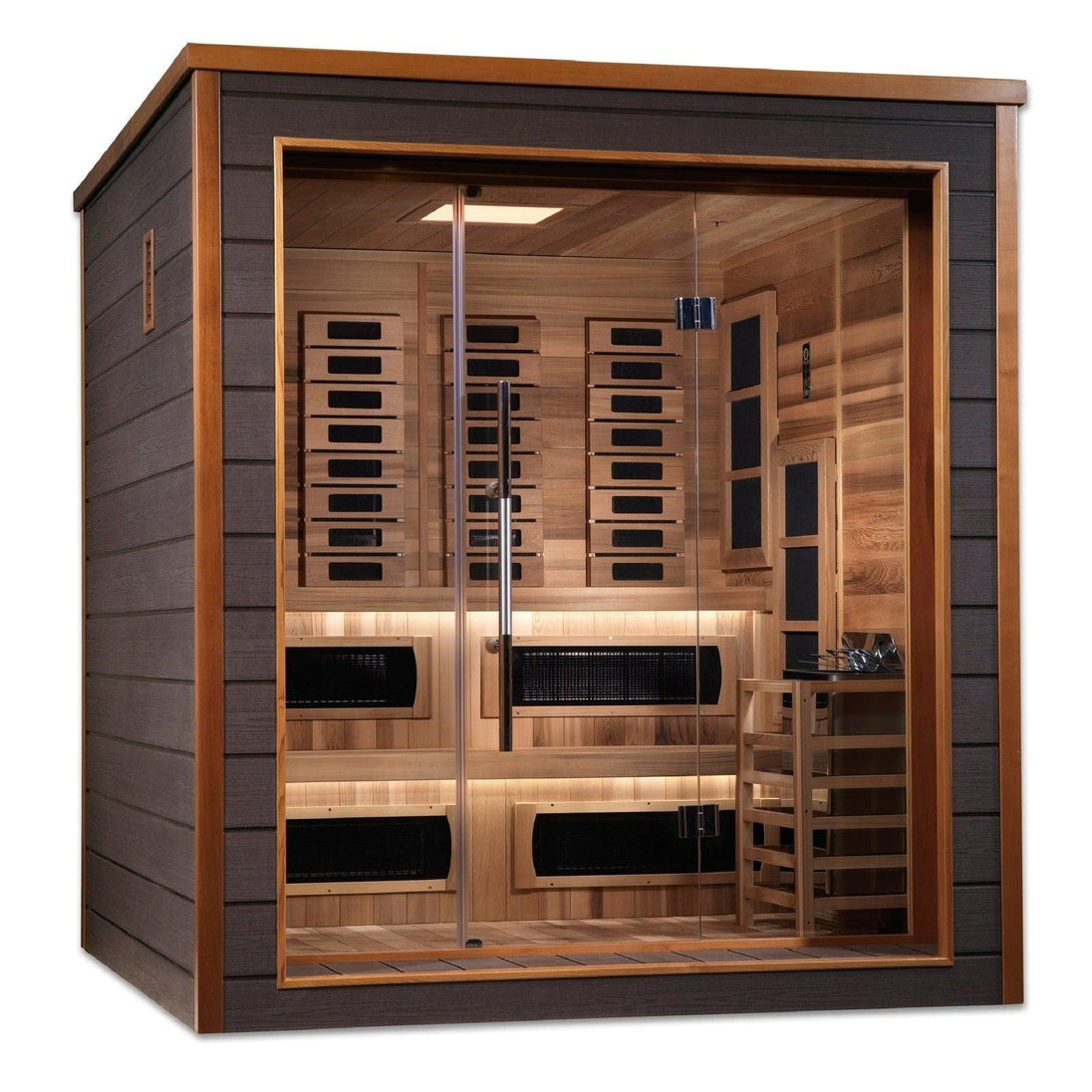Golden Designs Karlstad 6 Person Outdoor-Indoor PureTech™ Hybrid Full Spectrum Sauna - Canadian Red Cedar Interior - GDI-8226-01 - ShopHubDepot