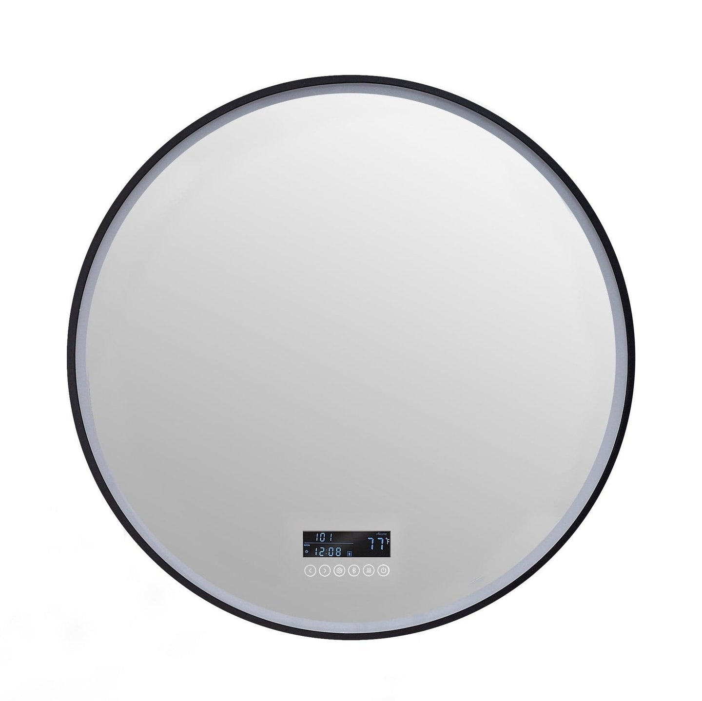 Ancerre Cirque Round LED Lighted Bathroom Vanity Black Framed Mirror - LEDM-CIRQUE-24 - ShopHubDepot