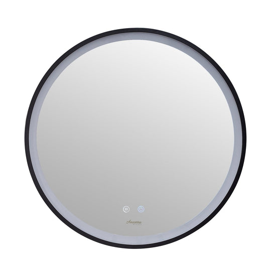 Ancerre Cirque Round LED Lighted Bathroom Vanity Black Framed Mirror - LEDM-CIRQUE-24 - ShopHubDepot