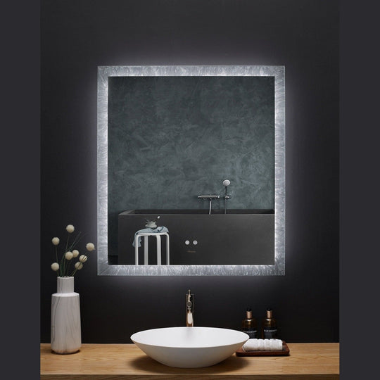 Ancerre Frysta LED Frameless Rectangular Mirror Lighted Bathroom Vanity with Dimmer and Defogger - LEDM-FRYSTA-24 - ShopHubDepot