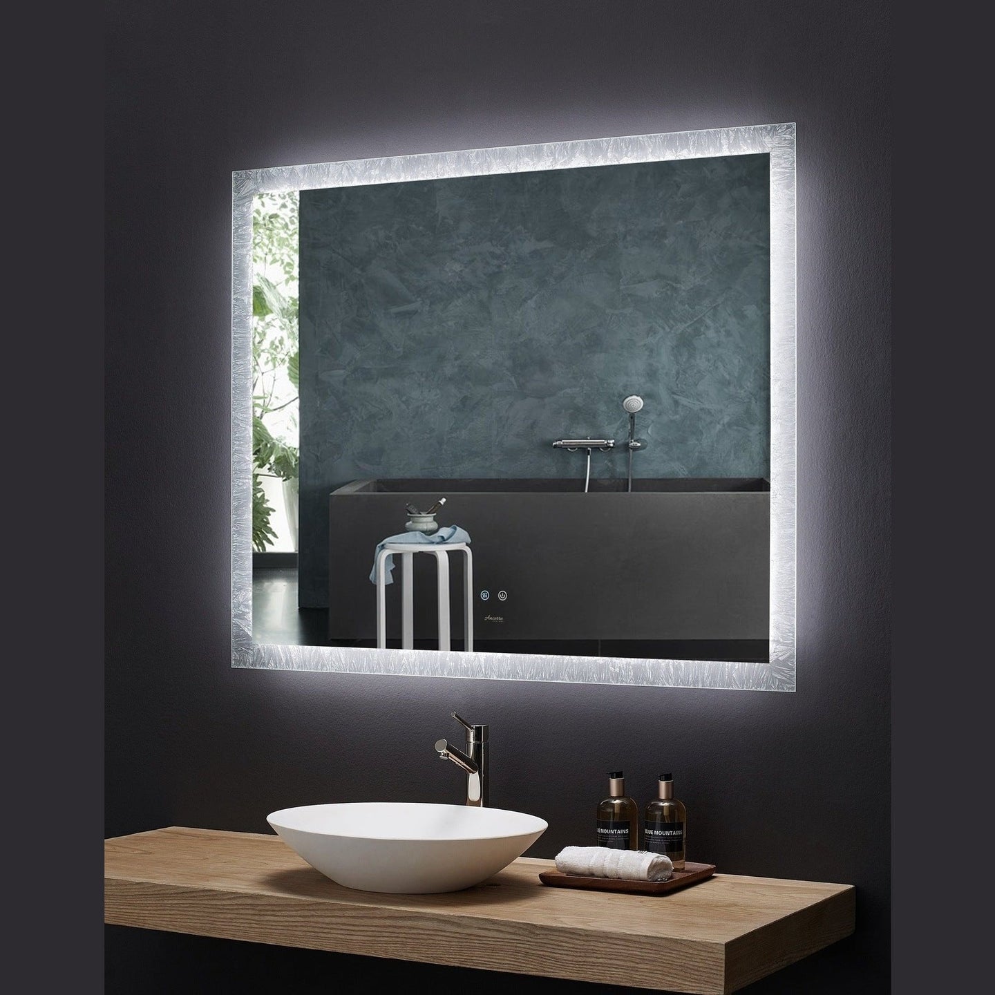 Ancerre Frysta LED Frameless Rectangular Mirror Lighted Bathroom Vanity with Dimmer and Defogger - LEDM-FRYSTA-24 - ShopHubDepot