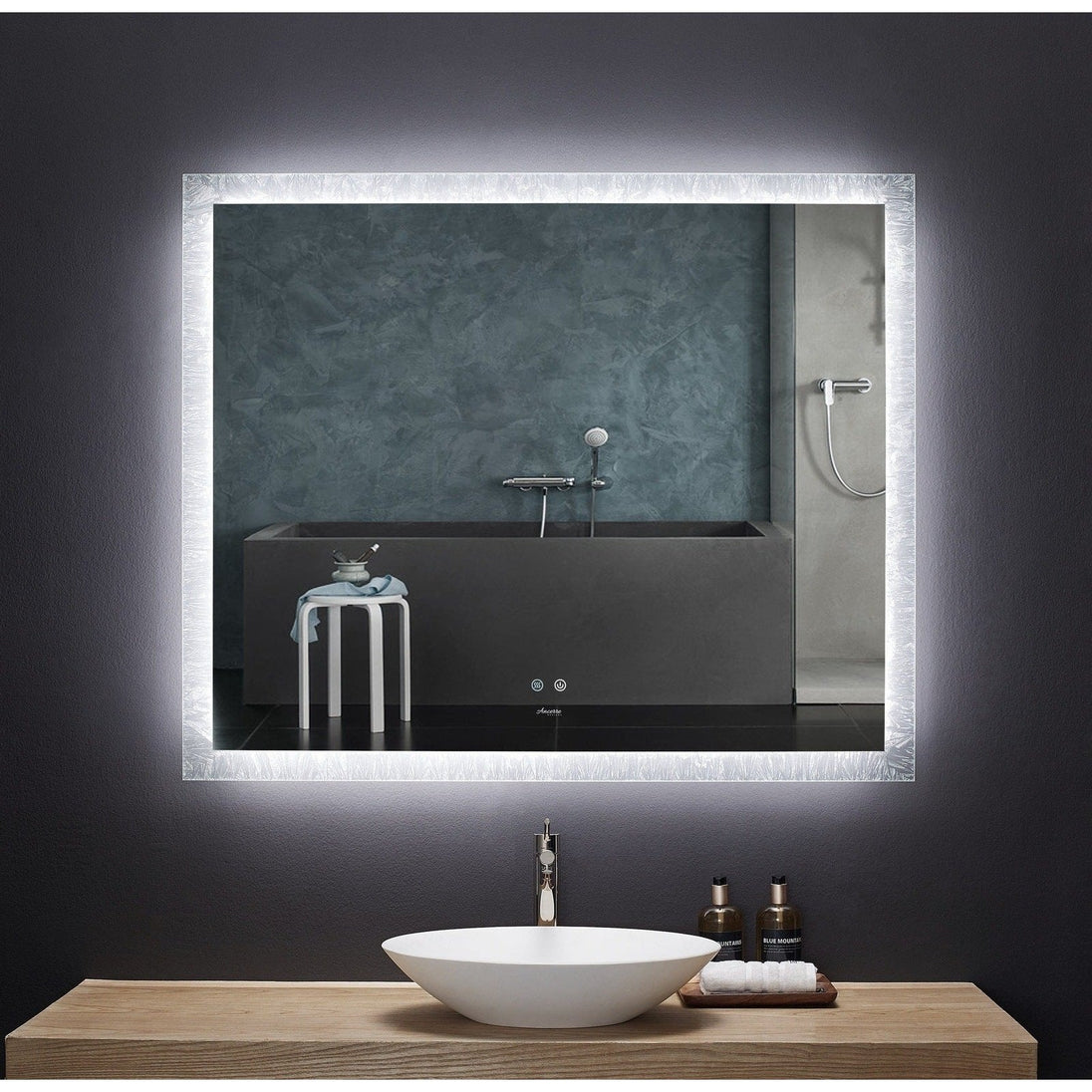 Ancerre Frysta LED Frameless Rectangular Mirror Lighted Bathroom Vanity with Dimmer and Defogger - LEDM-FRYSTA-24 - ShopHubDepot