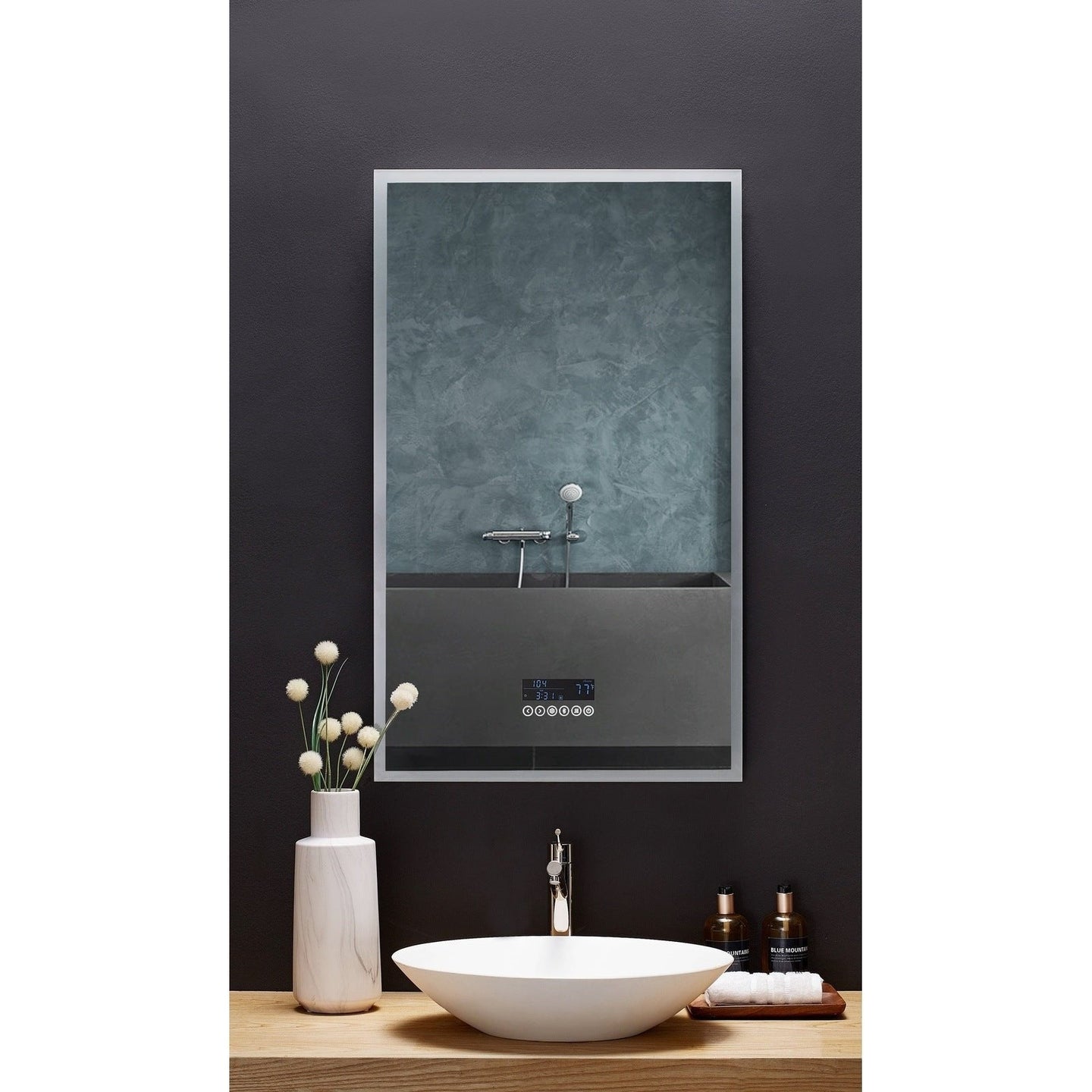 Ancerre Immersion LED Lighted Bathroom Vanity Mirror with Bluetooth, Defogger, and Digital Display - LEDM-IMMERSION-24 - ShopHubDepot