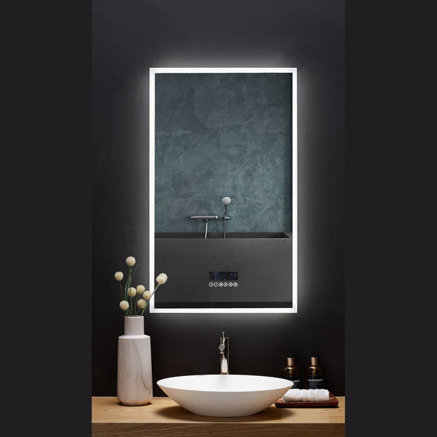 Ancerre Immersion LED Lighted Bathroom Vanity Mirror with Bluetooth, Defogger, and Digital Display - LEDM-IMMERSION-24 - ShopHubDepot