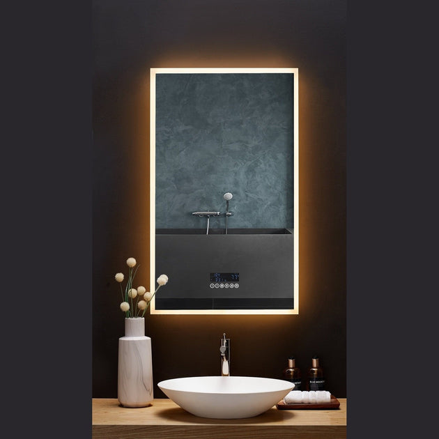 Ancerre Immersion LED Lighted Bathroom Vanity Mirror with Bluetooth, Defogger, and Digital Display - LEDM-IMMERSION-24 - ShopHubDepot