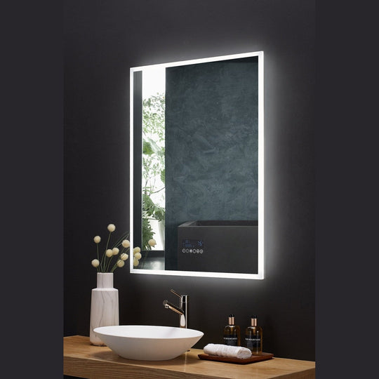 Ancerre Immersion LED Lighted Bathroom Vanity Mirror with Bluetooth, Defogger, and Digital Display - LEDM-IMMERSION-24 - ShopHubDepot