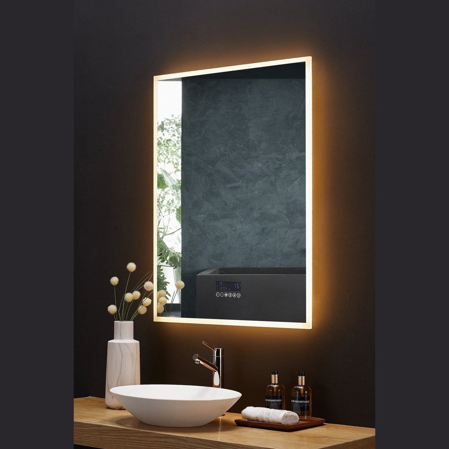 Ancerre Immersion LED Lighted Bathroom Vanity Mirror with Bluetooth, Defogger, and Digital Display - LEDM-IMMERSION-24 - ShopHubDepot