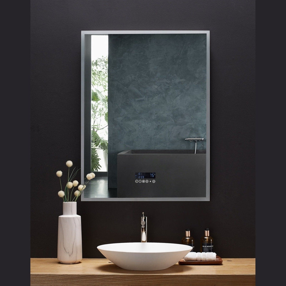 Ancerre Immersion LED Lighted Bathroom Vanity Mirror with Bluetooth, Defogger, and Digital Display - LEDM-IMMERSION-24 - ShopHubDepot