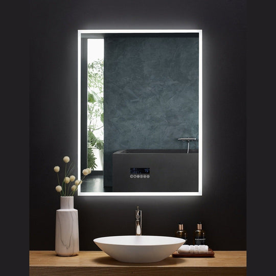 Ancerre Immersion LED Lighted Bathroom Vanity Mirror with Bluetooth, Defogger, and Digital Display - LEDM-IMMERSION-24 - ShopHubDepot