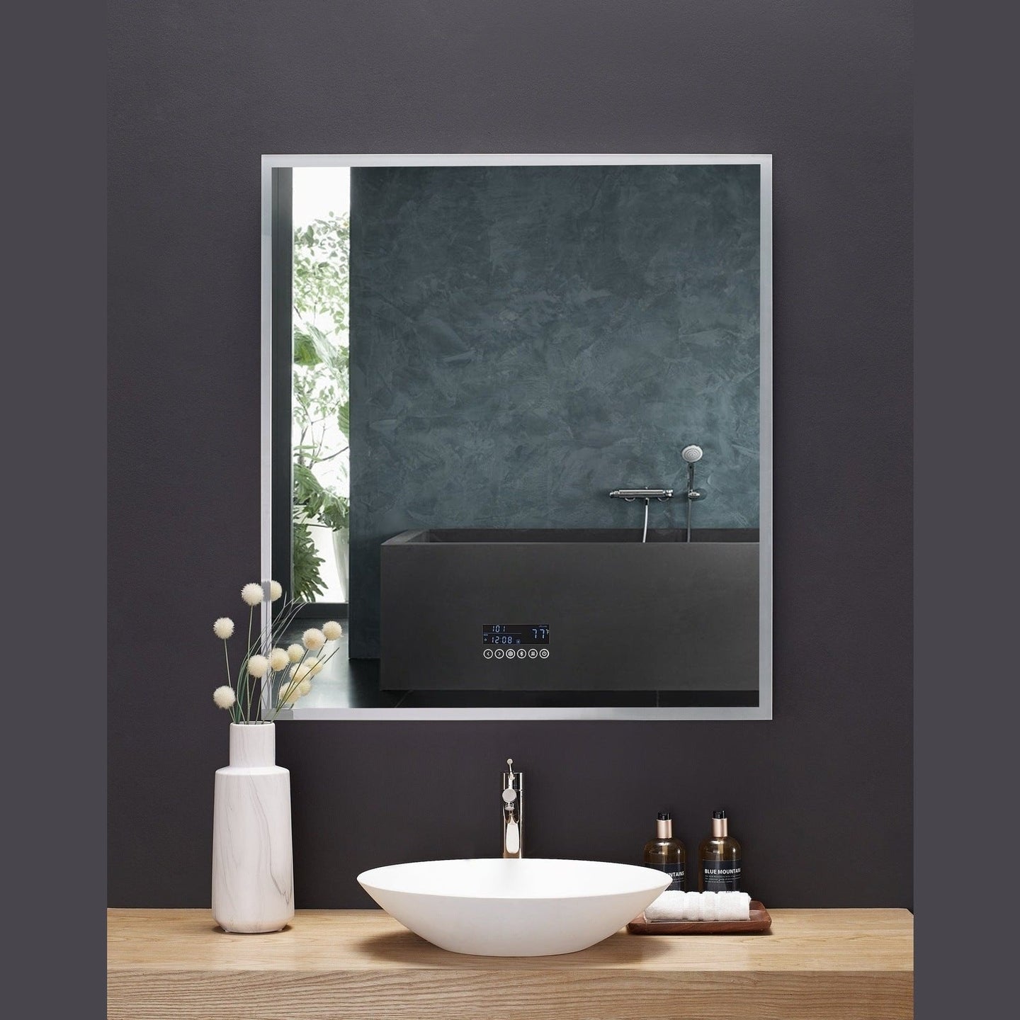 Ancerre Immersion LED Lighted Bathroom Vanity Mirror with Bluetooth, Defogger, and Digital Display - LEDM-IMMERSION-24 - ShopHubDepot