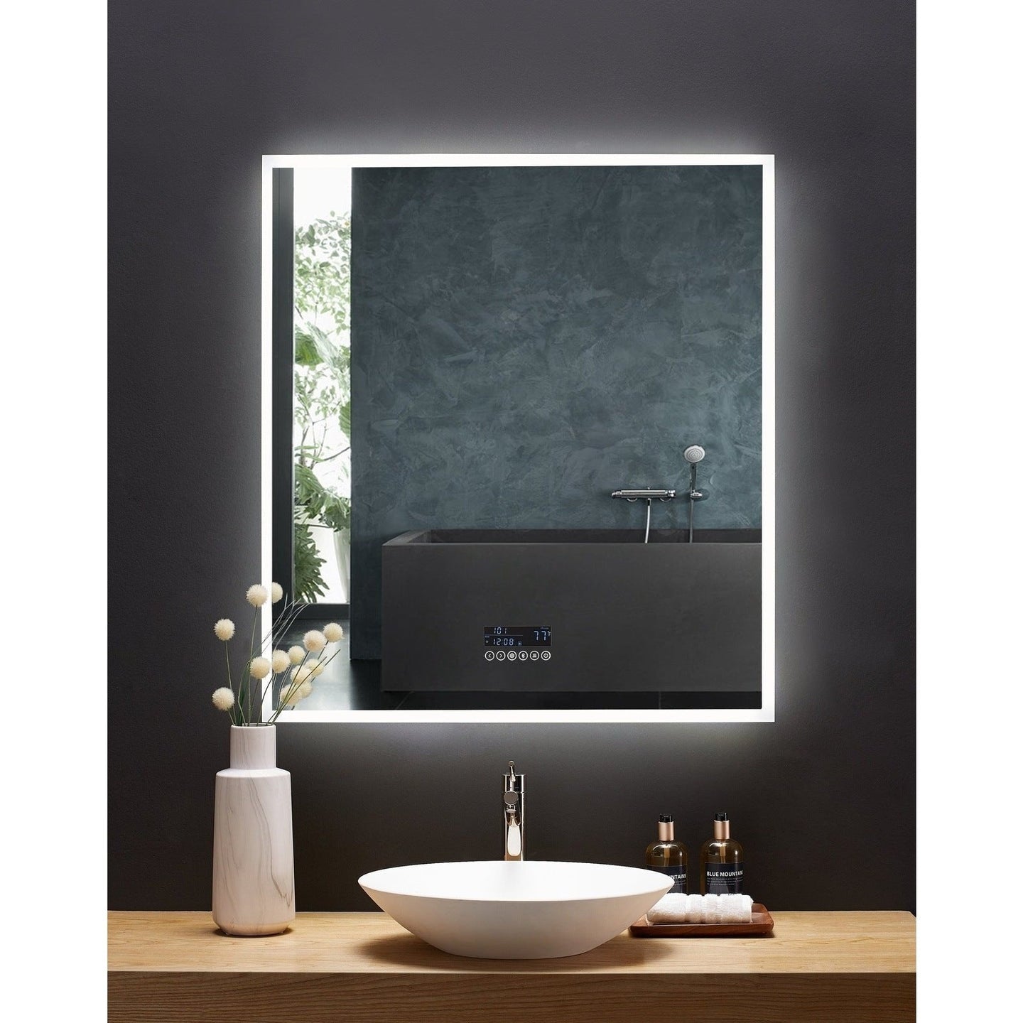 Ancerre Immersion LED Lighted Bathroom Vanity Mirror with Bluetooth, Defogger, and Digital Display - LEDM-IMMERSION-24 - ShopHubDepot