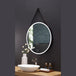 Ancerre Sangle Round LED Mirror Black Framed Lighted Bathroom Vanity Mirror and Vegan Leather Strap - LEDM-SANGLE-24 - ShopHubDepot