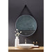 Ancerre Sangle Round LED Mirror Black Framed Lighted Bathroom Vanity Mirror and Vegan Leather Strap - LEDM-SANGLE-24 - ShopHubDepot