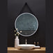 Ancerre Sangle Round LED Mirror Black Framed Lighted Bathroom Vanity Mirror and Vegan Leather Strap - LEDM-SANGLE-24 - ShopHubDepot