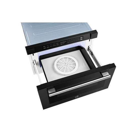 Forno Espresso 24" Built-In Microwave Drawer in Black with Silver Handles, FMWDR3000-24BLK - ShopHubDepot