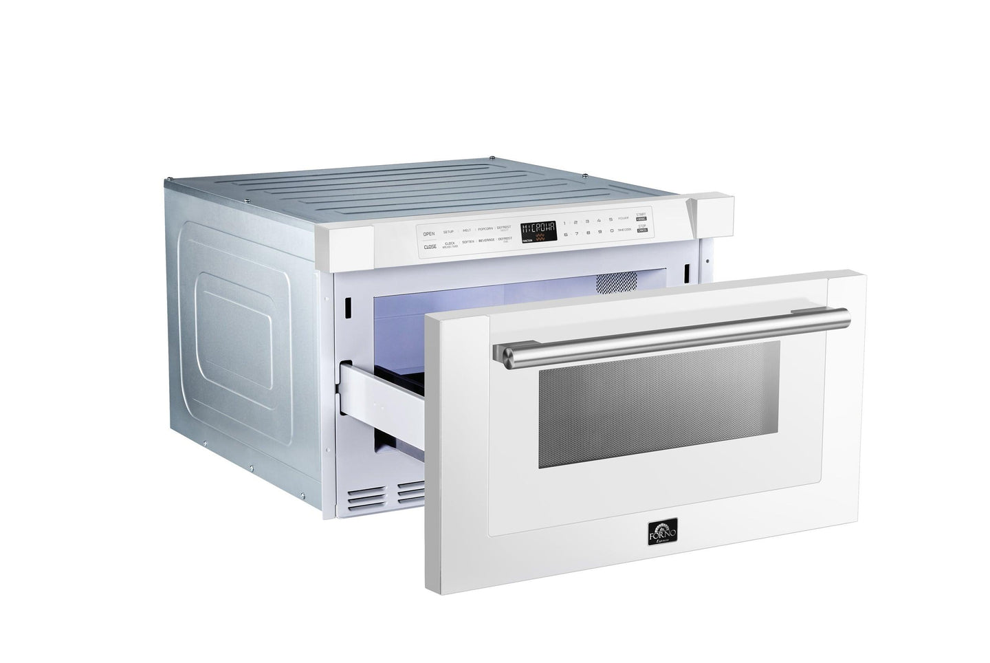 Forno Espresso Capoliveri 24-Inch Microwave Drawer in White with Stainless Steel Handle (FMWDR3000-24WHT) - ShopHubDepot