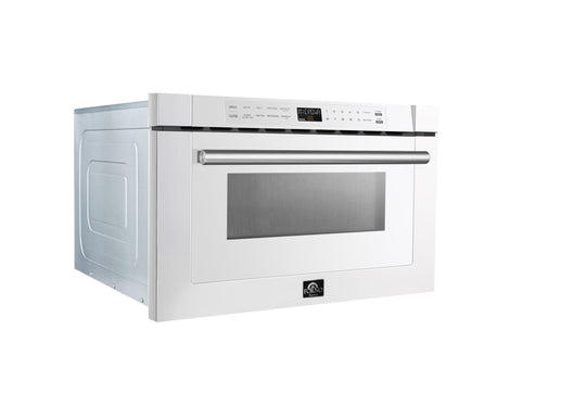 Forno Espresso Capoliveri 24-Inch Microwave Drawer in White with Stainless Steel Handle (FMWDR3000-24WHT) - ShopHubDepot