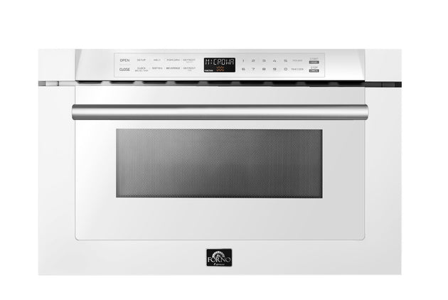 Forno Espresso Capoliveri 24-Inch Microwave Drawer in White with Stainless Steel Handle (FMWDR3000-24WHT) - ShopHubDepot