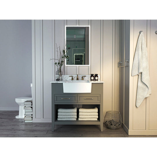 Ancerre Hayley Bathroom Vanity with Sink and Carrara White Marble Top Cabinet Set - VTS-HAYLEY-36-W-CW - ShopHubDepot