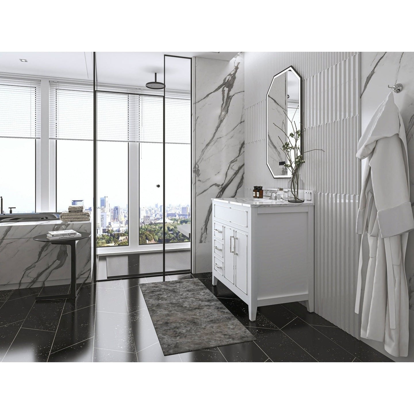 Ancerre Aspen Bathroom Vanity with Sink and Carrara White Marble Top Cabinet Set - VTS-ASPEN-36-W-CW - ShopHubDepot