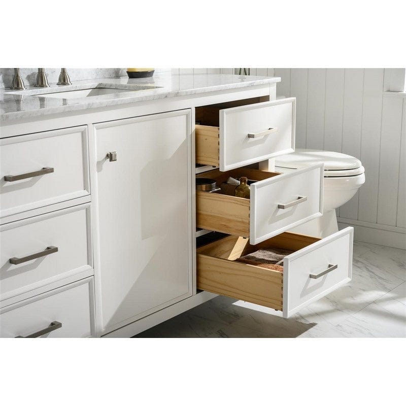 Legion Furniture WLF2160S-W 60 Inch White Finish Single Sink Vanity Cabinet with Carrara White Top - ShopHubDepot