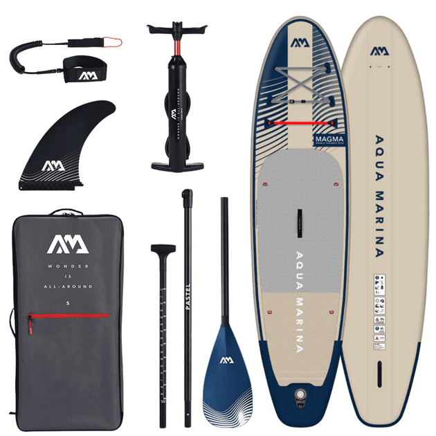 Aqua Marina 11’2″ Magma (Earth Wave) - Advanced All-around iSUP, 3.4m/15cm, with carbon/fiberglass hybrid PASTEL paddle and coil leash - ShopHubDepot