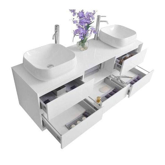 Ancerre Catherine Bathroom Vanity with Solid Surface Top Cabinet Set Collection - VTSM-CATHERINE-63-W - ShopHubDepot