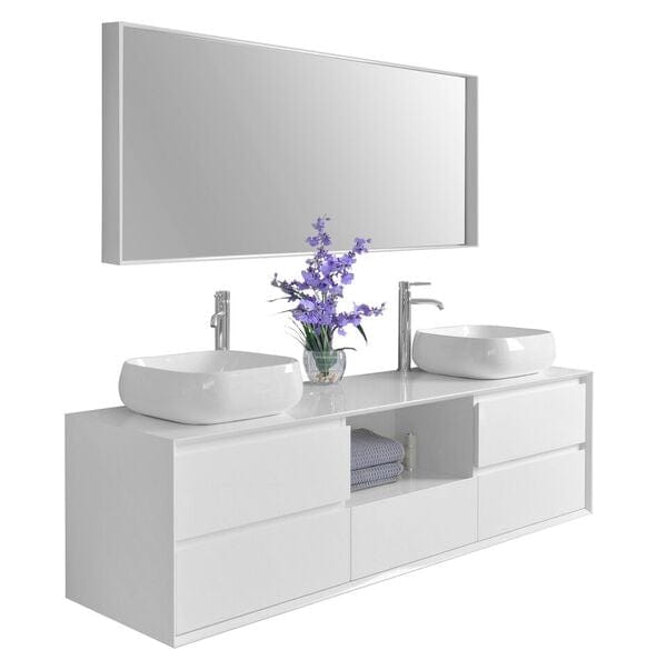 Ancerre Catherine Bathroom Vanity with Solid Surface Top Cabinet Set Collection - VTSM-CATHERINE-63-W - ShopHubDepot