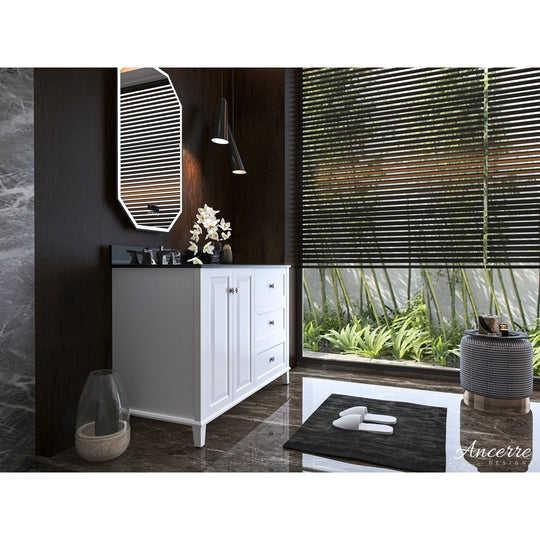 Ancerre Hannah Bathroom Vanity with Sink and Black Quartz Top Cabinet Set - VTSM-HANNAH-48-L-W-B - ShopHubDepot