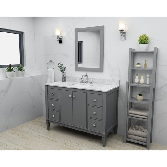 Ancerre Kayleigh Bathroom Vanity with Sink and Carrara White Marble Top Cabinet Set - VTS-KAYLEIGH-48-W-CW - ShopHubDepot