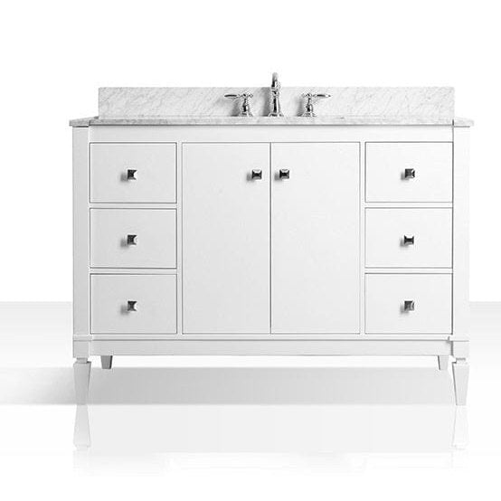 Ancerre Kayleigh Bathroom Vanity with Sink and Carrara White Marble Top Cabinet Set - VTS-KAYLEIGH-48-W-CW - ShopHubDepot