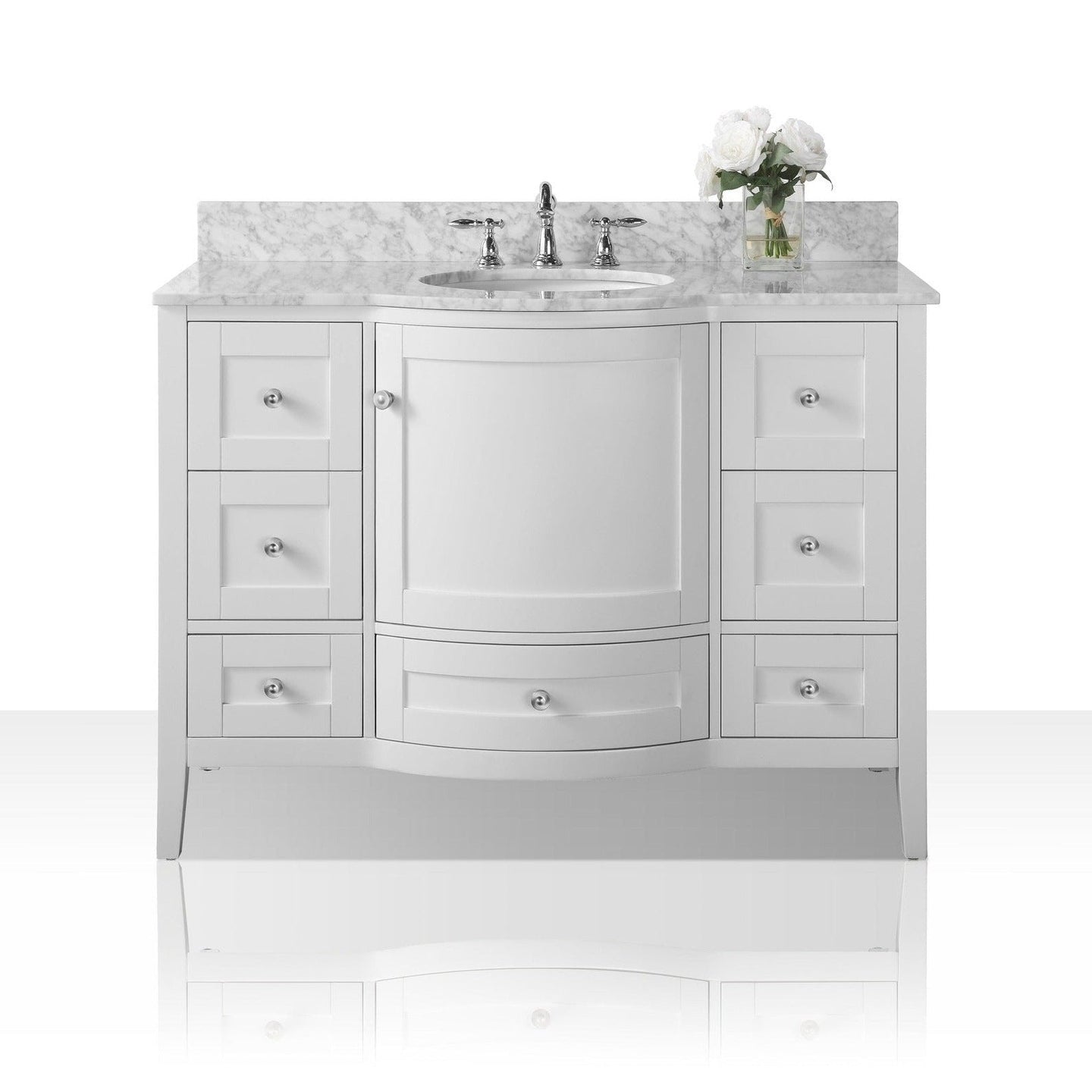 Ancerre Lauren Bathroom Vanity with Sink and Carrara White Marble Top Cabinet Set - VTS-LAUREN-48-W-CW - ShopHubDepot