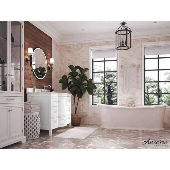 Ancerre Lauren Bathroom Vanity with Sink and Carrara White Marble Top Cabinet Set - VTS-LAUREN-48-W-CW - ShopHubDepot