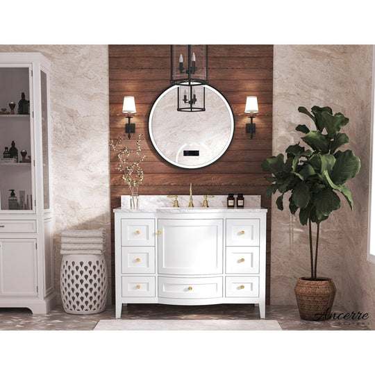 Ancerre Lauren Bathroom Vanity with Sink and Carrara White Marble Top Cabinet Set - VTS-LAUREN-48-W-CW - ShopHubDepot