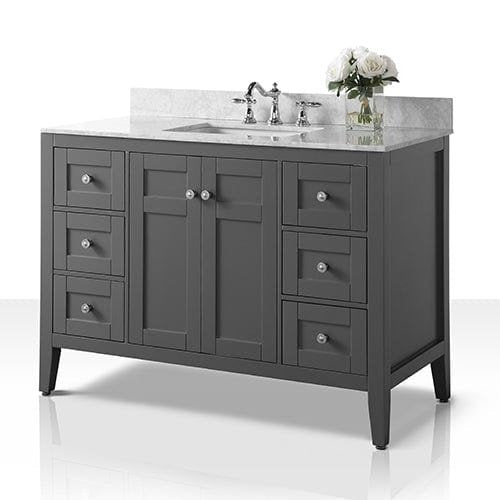 Ancerre Maili Bathroom Vanity with Sink and Carrara White Marble Top Cabinet Set - VTS-MAILI-48-W-CW - ShopHubDepot