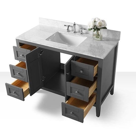 Ancerre Maili Bathroom Vanity with Sink and Carrara White Marble Top Cabinet Set - VTS-MAILI-48-W-CW - ShopHubDepot