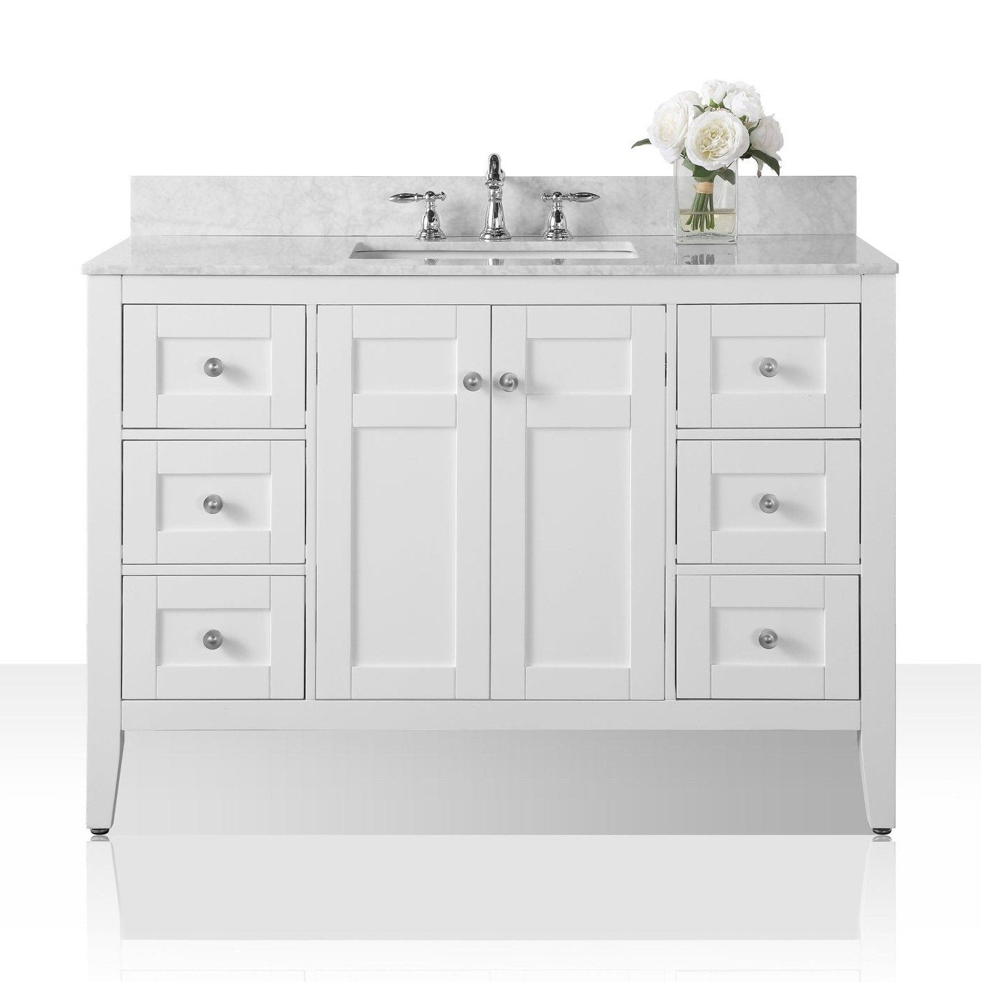 Ancerre Maili Bathroom Vanity with Sink and Carrara White Marble Top Cabinet Set - VTS-MAILI-48-W-CW - ShopHubDepot