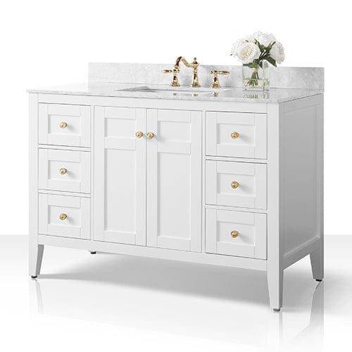 Ancerre Maili Bathroom Vanity with Sink and Carrara White Marble Top Cabinet Set - VTS-MAILI-48-W-CW - ShopHubDepot