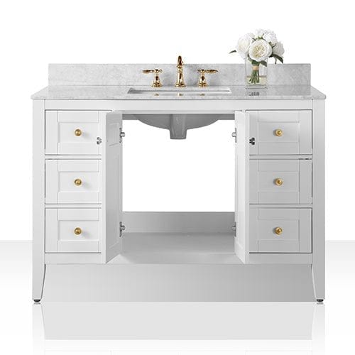 Ancerre Maili Bathroom Vanity with Sink and Carrara White Marble Top Cabinet Set - VTS-MAILI-48-W-CW - ShopHubDepot