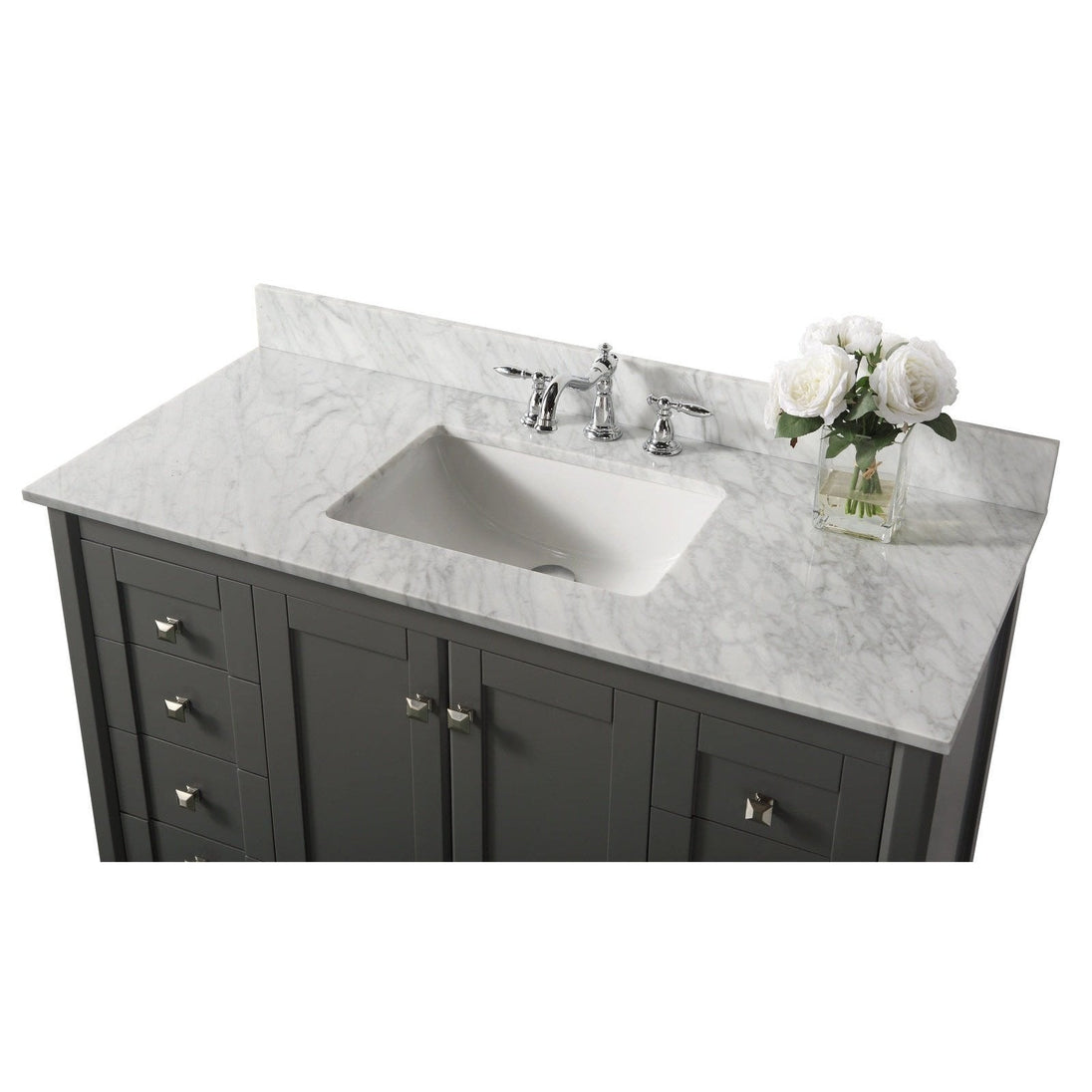 Ancerre Shelton Bathroom Vanity with Sink and Carrara White Marble Top Cabinet Set - VTS-SHELTON-48-W-CW - ShopHubDepot