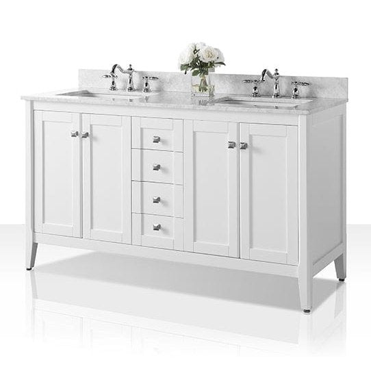 Ancerre Shelton Bathroom Vanity with Sink and Carrara White Marble Top Cabinet Set - VTS-SHELTON-48-W-CW - ShopHubDepot