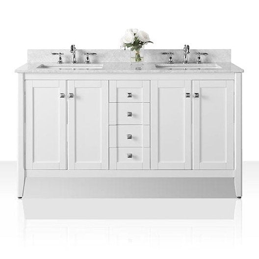 Ancerre Shelton Bathroom Vanity with Sink and Carrara White Marble Top Cabinet Set - VTS-SHELTON-48-W-CW - ShopHubDepot