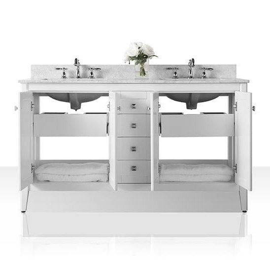 Ancerre Shelton Bathroom Vanity with Sink and Carrara White Marble Top Cabinet Set - VTS-SHELTON-48-W-CW - ShopHubDepot